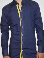 CLEARANCE SALE OF BLUE DESIGNER SHIRT WITH YELLOW 